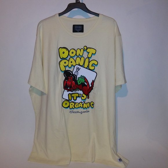 Wedding Cake Brand Mens T Shirt Cream Dont Panic its Organic Embroidered Graphic - Picture 2 of 13